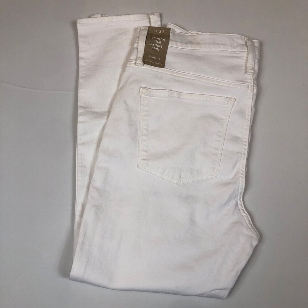 Madewell Womens 10" High-Rise Skinny Crop Jeans White Button Front Size 31 New - Picture 10 of 10